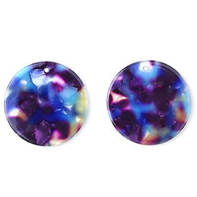 30mm Multi Pastel Acetate Coin Charm (1 Pair)