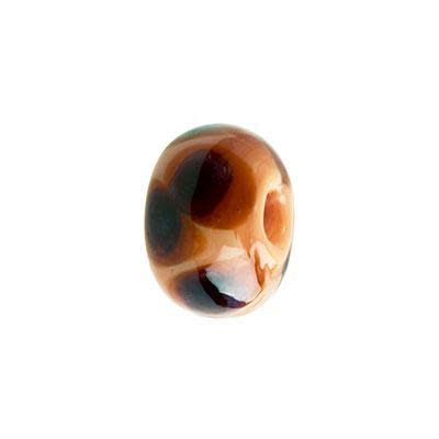 12mm Tan with Purple Dots Glass Lampwork Beads (5 Pieces)