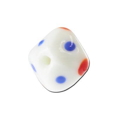 16mm Red, white and Blue Lampwork Glass Beads (5 Pieces)