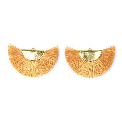 27x47mm Mustard Flat Half Circle Fan Tassel with Gold (1 Pair)