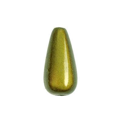 15mm Tear Drop Olive Green Miracle Bead (10 Pieces)