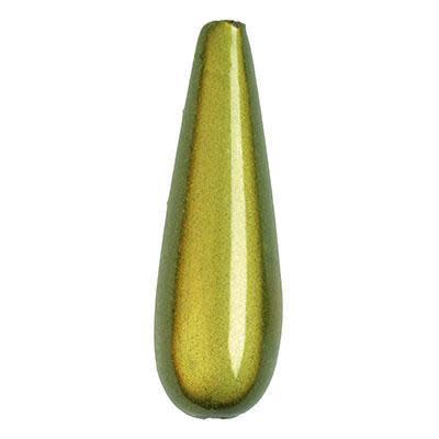 30mm Tear Drop Olive Green Miracle Bead (5 Pieces)