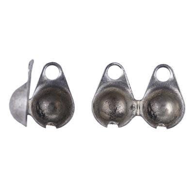 3.2mm Antique Silver Clamshell Bead Tips (10 Pieces)