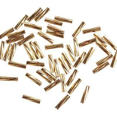 5mm Liquid Gold Twisted Tube Beads (50 Pieces)