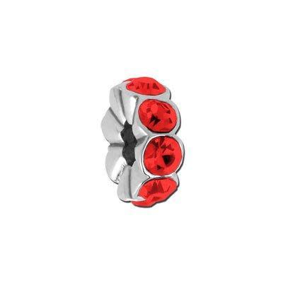 Ruby Rhinestone Rondelle Bead for 2mm Leather