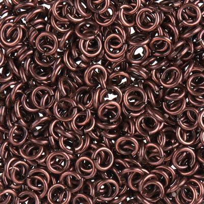 5mm Antique Copper Plated 21 Gauge Round Jump Rings (25 Pieces)