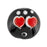 17mm Two Red Hearts on Black Disc Glass Lampwork Bead (3 Pieces)