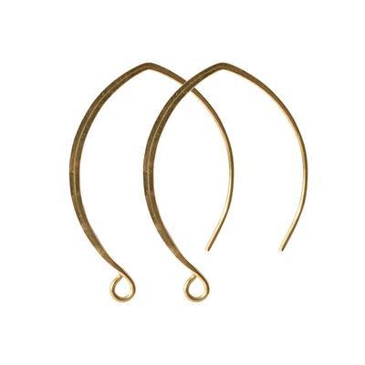 33mm 24k Gold Plated Pewter V-Style Ear Wire by Nunn Design (1 Pair)