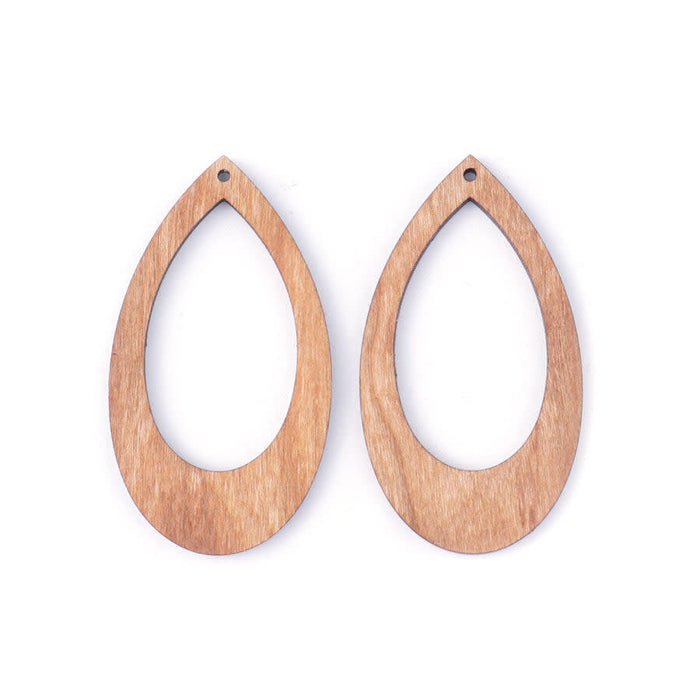65mm Elongated Open Drop Cherry Wood Component Set (1 Pair)