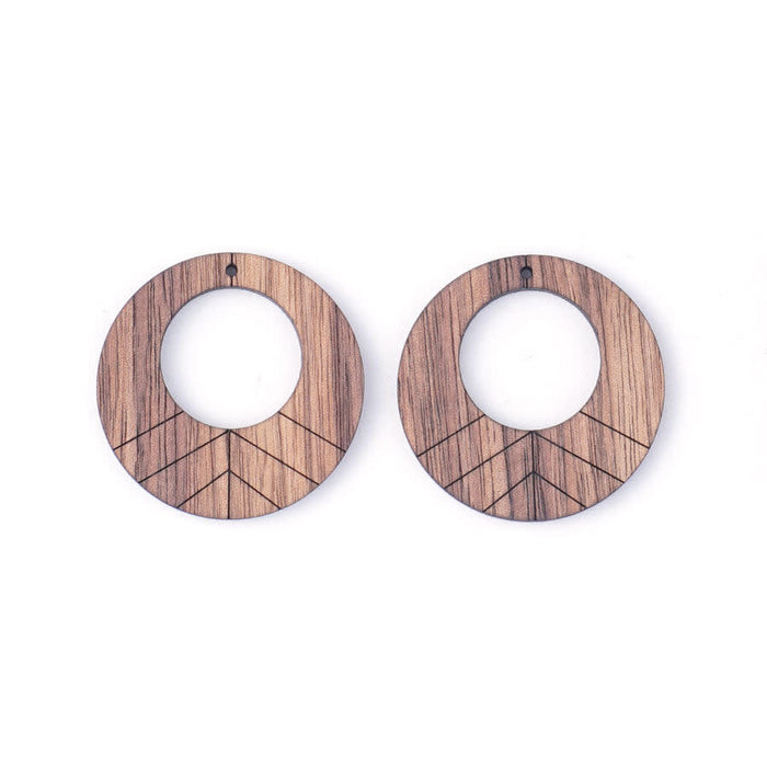 49mm Round Open Off Center Walnut Wood Component Set (1 Pair)