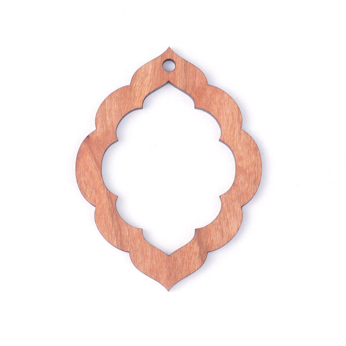 82x60mm Jumbo Oval Scallop Cutout Cherry Wood Pendant