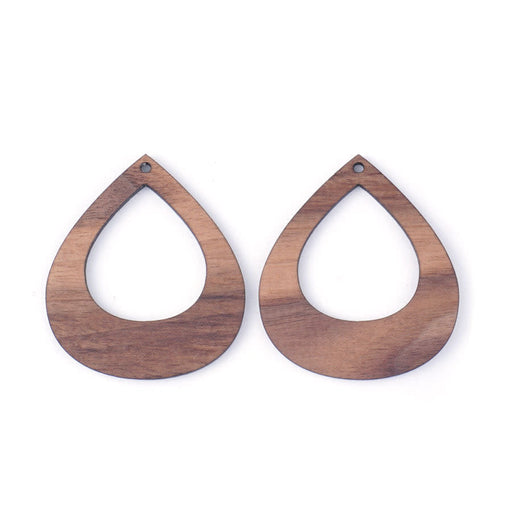 55x49mm Pear Shape with Cut Out Walnut Wood Component Set (1 Pair)