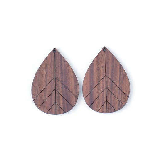 44x31mm Drop Deco Leaf Design Bolivian Rosewood Wood Components (1 Pair)