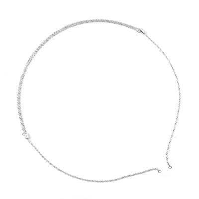 Silver Plated Adjustable Rolo Chain Necklace Double Slide Clasp