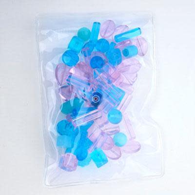 Pink and Blue Pressed Glass Bead Mix