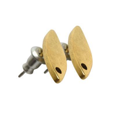 18mm 24k Gold Plated Pewter Navette Post Earring by Nunn Design (1 Pair)