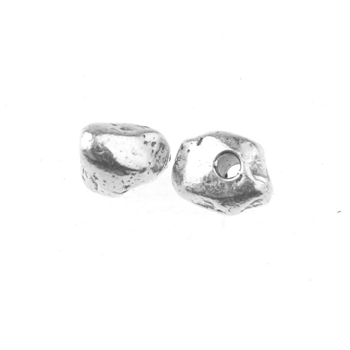 Bright .999 Fine Silver Plated Pewter Organic Metal Bead by Nunn Design (1 Pair)