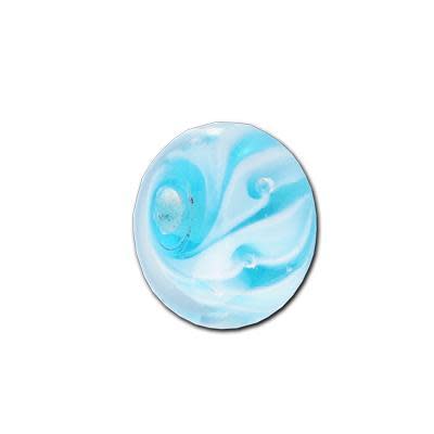 13mm Turquoise and White Swirls Rondelle Glass Beads (5 Pieces)