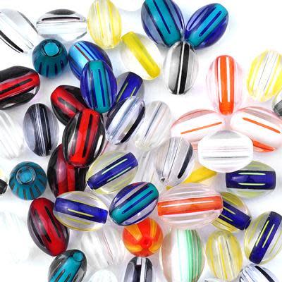 Assorted Small Oval Cane Glass Beads Grab Bag