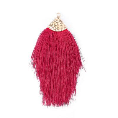 Burgundy Large Capped Flat Tassel with Gold Textured Cap - 4.25 Inches Long