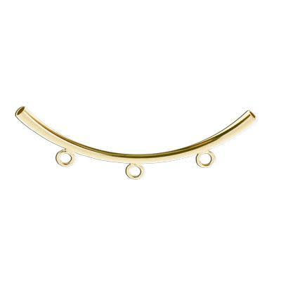 50mm Gold Plated Curved Tube Bead with 3 Loops
