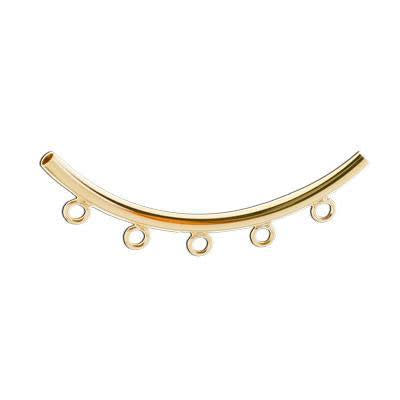 50mm Gold Plated Curved Tube Bead with 5 Loops