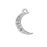 18mm Silver Plated with Clear Crystals Moon Charm