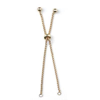 Gold Plated Adjustable Wheat Chain with Ball Ends Bracelet Sliding Clasp