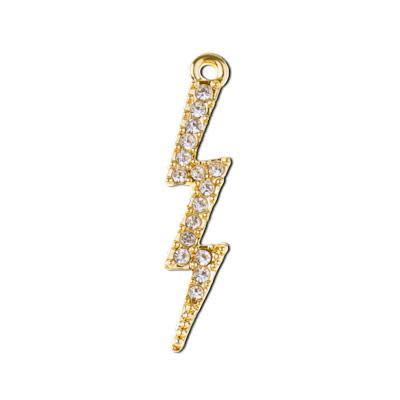 29mm Gold Plated with Clear Crystals Lighting Bolt Charm