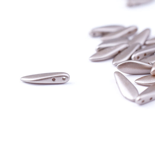 16mm Pearl Coat Brown Sugar CzechMates Two Hole Dagger Czech Glass Beads