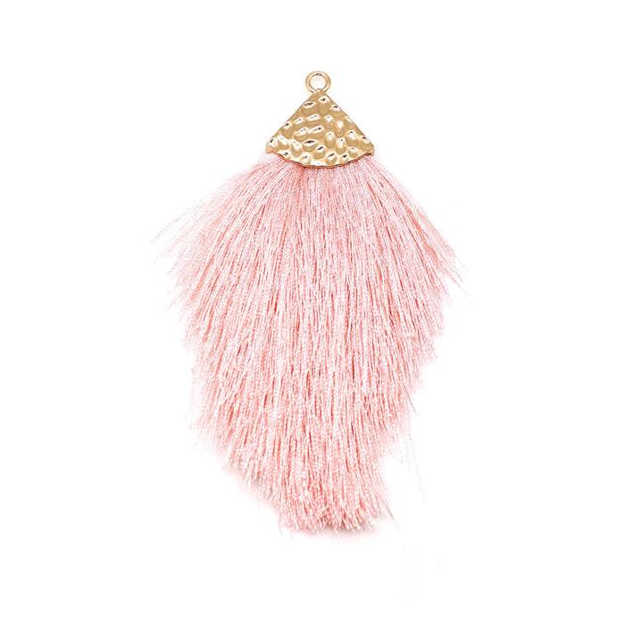 Blush Pink Large Capped Flat Tassel with Gold Textured Cap - 4.25 Inches Long