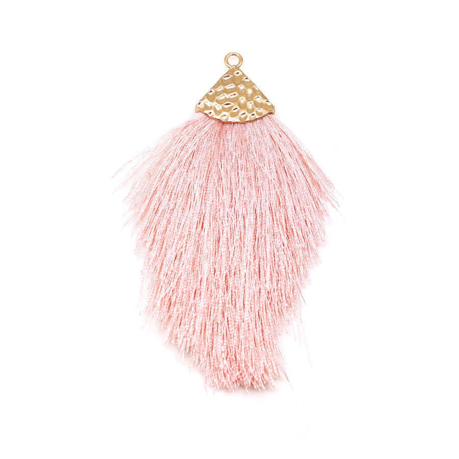 Blush Pink Large Capped Flat Tassel with Gold Textured Cap - 4.25 Inches Long