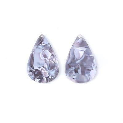 40x26mm Grey Acetate Teardrop Pendant (1 Pair)