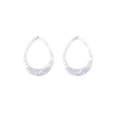 38x29mm Pearl Acetate Teardrop with Cutout Pendant (1 Pair)
