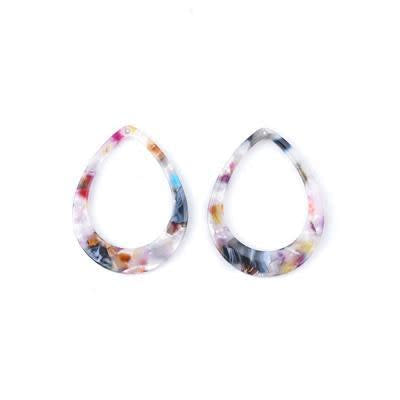 38x29mm Multi with White Acetate Teardrop with Cutout Pendant (1 Pair)