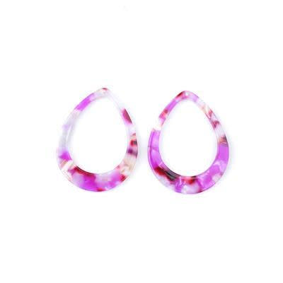 38x29mm Hot Pink Acetate Teardrop with Cutout Pendant (1 Pair)