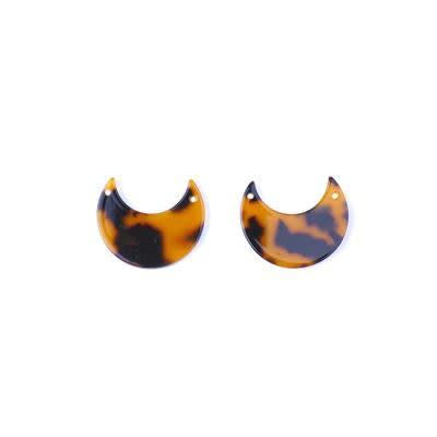 25x30mm Tortoise Acetate Crescent Shape Pendant/Connector (2 Pieces)