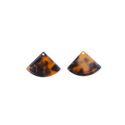 21x29mm Tortoise Shell Acetate Fan Charm/Pendant (1 Pair)