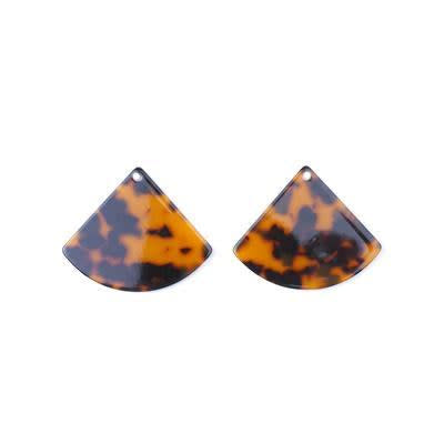 37x44mm Tortoise Shell Acetate Jumbo Fan Pendant (1 Pair)