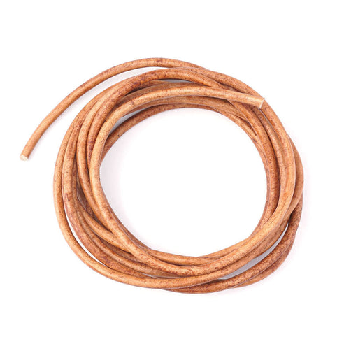 3mm Natural Light Brown Round Leather Cord (2 Meters)