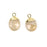 12.5mm Oval Gemstone Gold Electroplated Charm - Rutilated Quartz (2 Pieces)