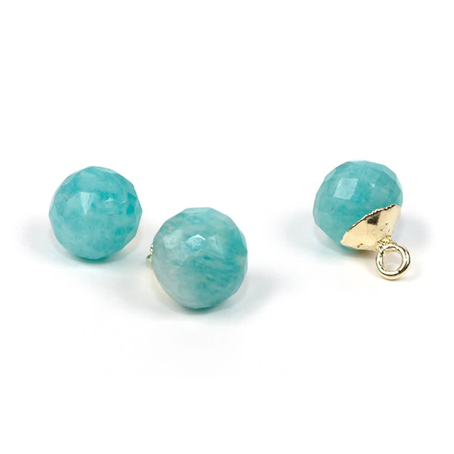 9mm Onion Shape Gold Electroplated Charm - Amazonite (3 Pieces)