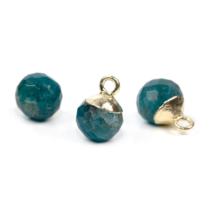 9mm Onion Shape Gold Electroplated Charm - Apatite (3 Pieces)