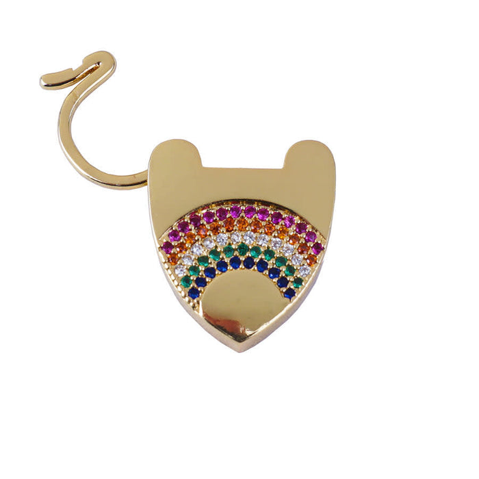 Locked Up in Love 23mm Heart Latch Clasp with Rainbow Crystals - Gold Plated