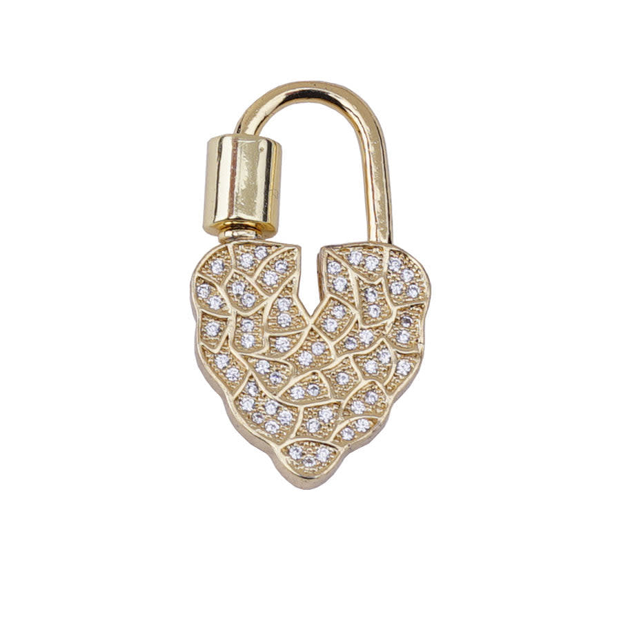 Locked Up in Love 30mm Heart Carabiner Clasp with Crystal Embellishments - Gold