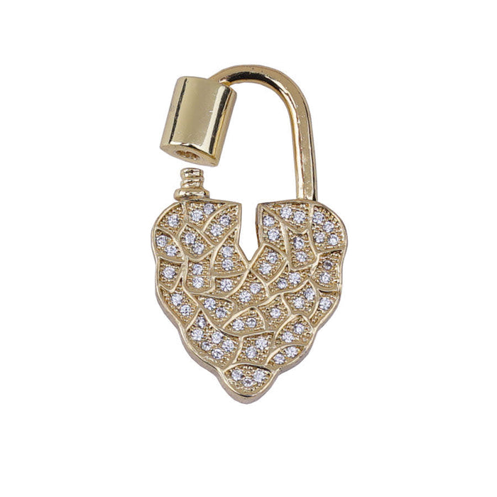 Locked Up in Love 30mm Heart Carabiner Clasp with Crystal Embellishments - Gold