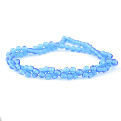 4mm Sapphire Druk Czech Glass Beads