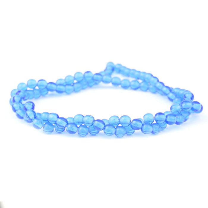 4mm Sapphire Druk Czech Glass Beads