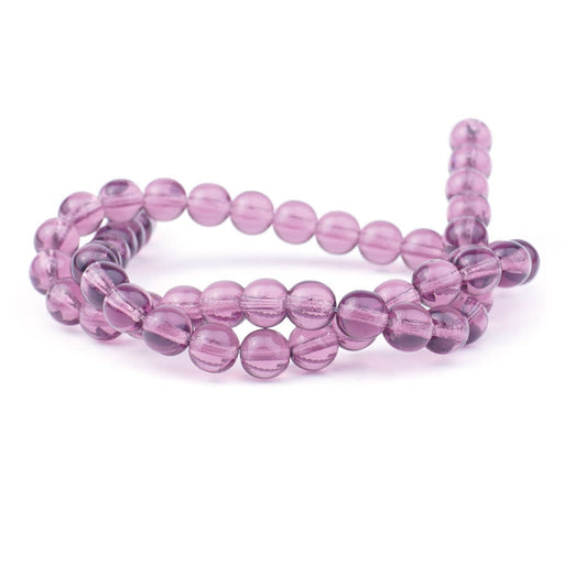 6mm Amethyst Druk Czech Glass Beads