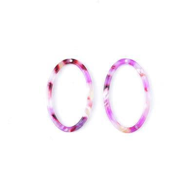 40x25mm Hot Pink Acetate Oval Ring Pendant (1 Pair)